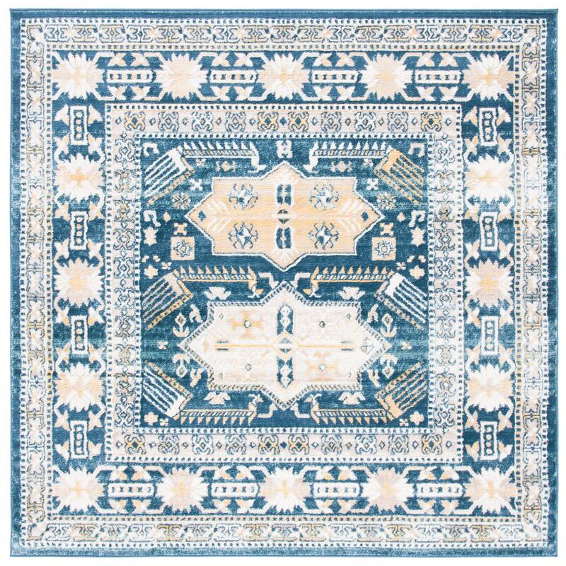 SAFAVIEH Skyler Ansa Boho Distressed Rug - 6'7" Square - Beige/Navy