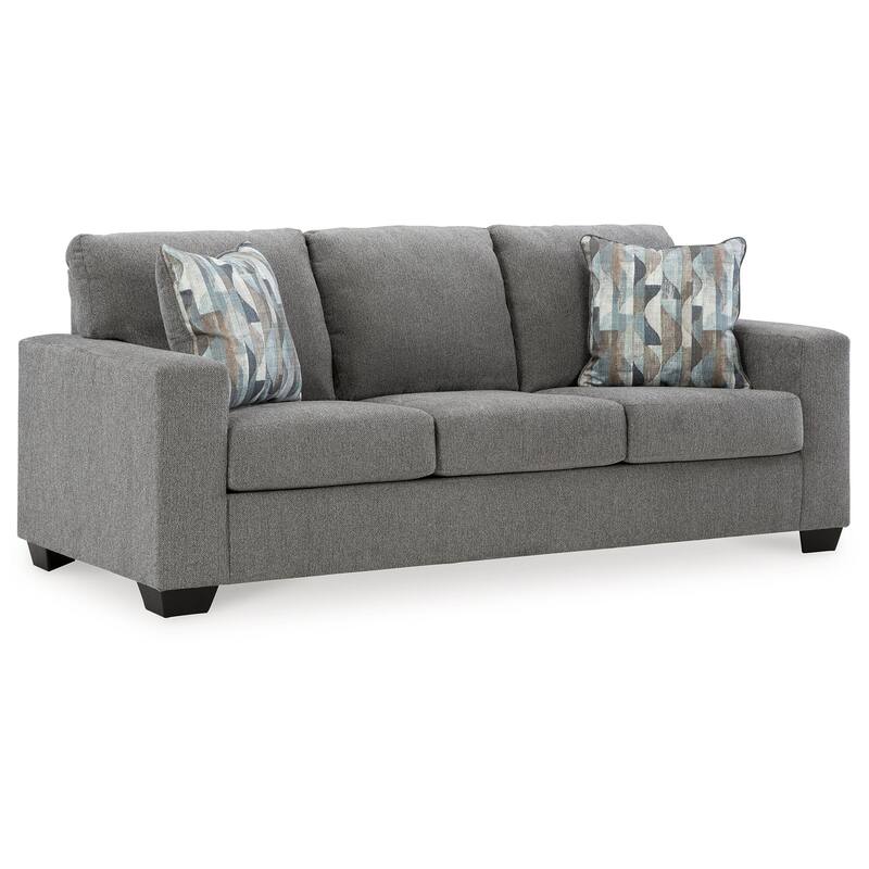Gavin Sofa, Gray Polyester, Soft Cushions, 2 Accent Pillows, 85 Inch
