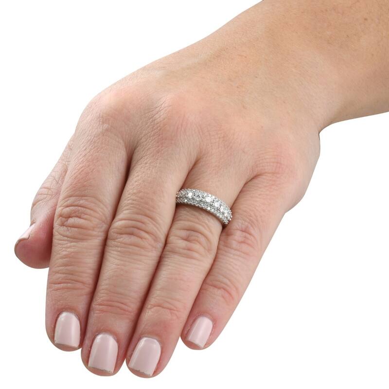 5/8Ct Pave 3-Row Diamond Wedding Ring Stackable Band Gold Lab Grown