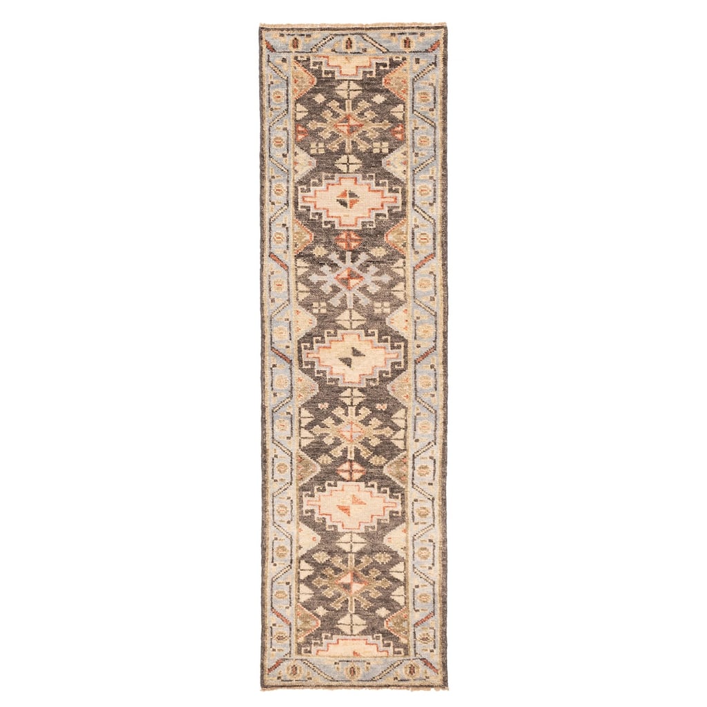 ECARPETGALLERY Hand-knotted Jules Serapi Dark Grey Wool Rug - 2'8 x 9'9