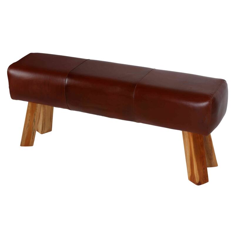 Bare Decor Lika Bench Genuine 100% Leather, Brown