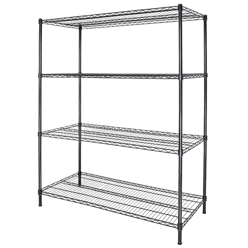 55.5"W x 24"D x 80"H Heavy Duty Wire Storage Shelves with Wheels,4 Tier Adjustable,2400 lbs Capacity,Rolling Industrial Storage