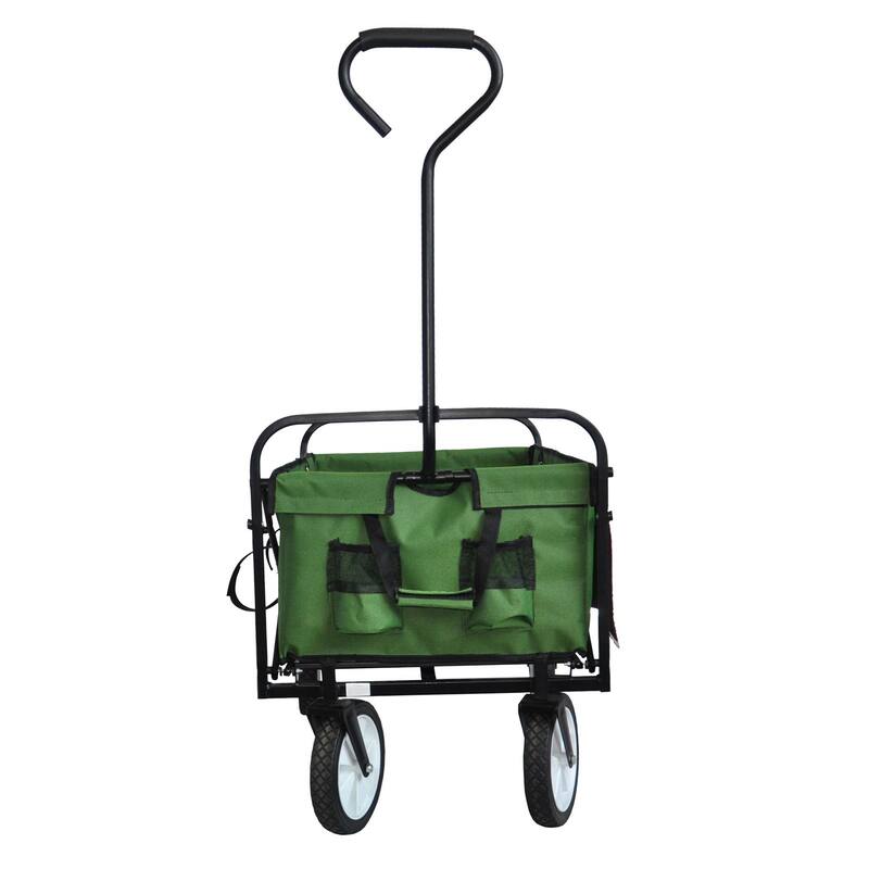 Folding Wagon Garden Shopping Beach cart (Green)