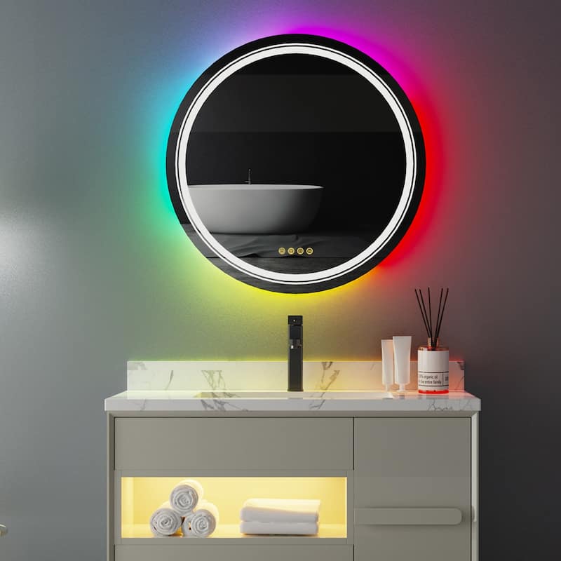Firm RGB Backlit Led Mirror Bathroom Vanity 3 Dimmable Lights Anti-fog