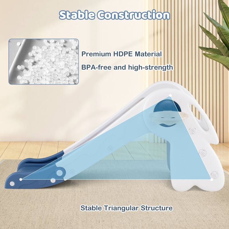 Gymax 3 in 1 Toddler Slide w/Basketball Hoop & Basketball Foldable