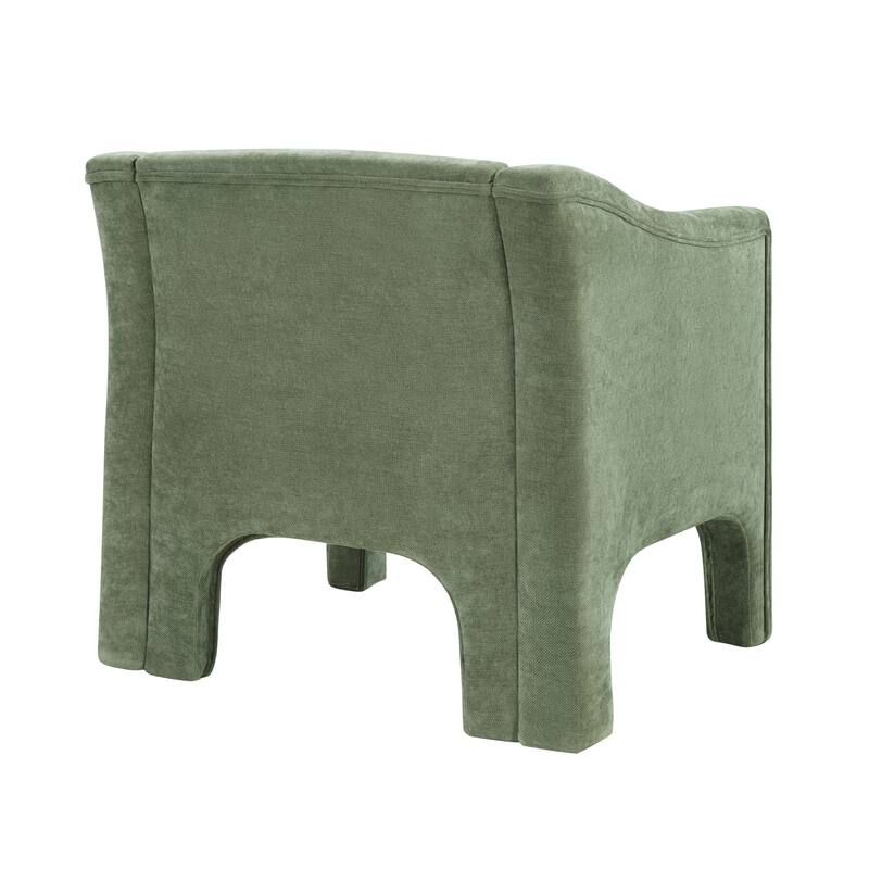 Roomfitters Modern Chenille Barrel Accent Chair with Enclosed Arms, Upholstered Armchair