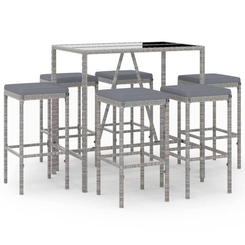 vidaXL 5 Piece Patio Bar Set with Cushions Black Poly Rattan