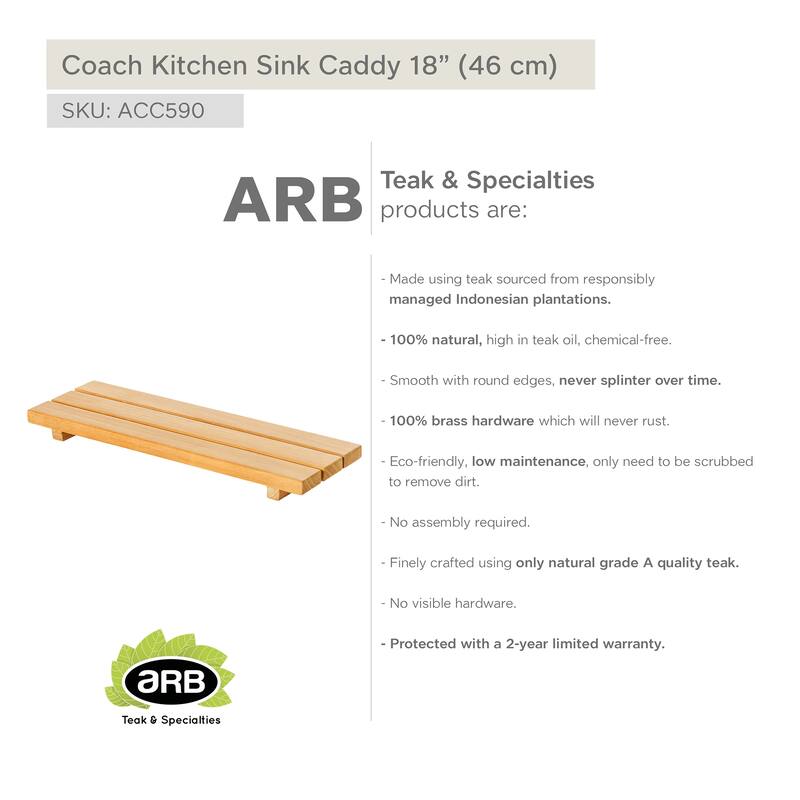 Teak Kitchen Sink Caddy Coach 18" (46 cm)