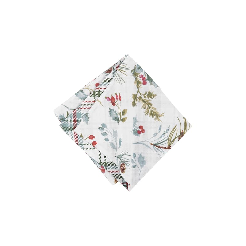 Edith Reversible Holly Botanical Napkin Set of 6 - Set of 6