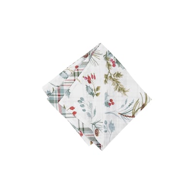 Edith Reversible Holly Botanical Napkin Set of 6 - Set of 6