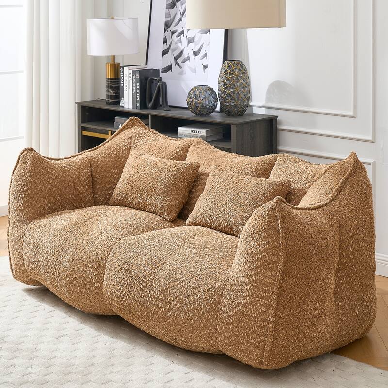 Modern Chenille 2-Seater Bean Bag Chair Recliner Sofa with Armrests for Living Room Lounge Bedroom