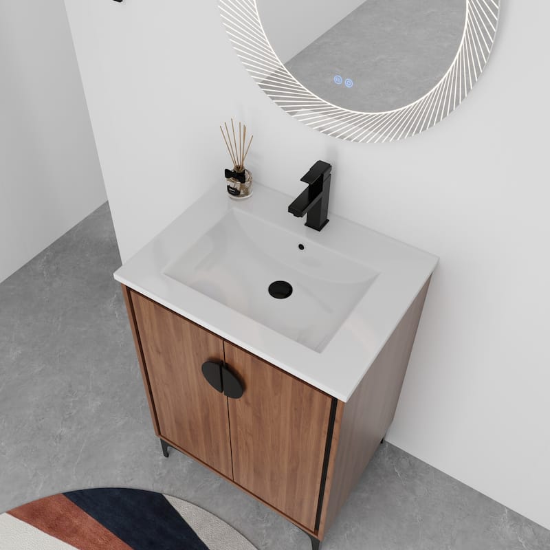 Malwee 24"/30" FreeStanding Bathroom Vanity, Floor Stand Bathroom Vanity with Sink,Soft Close Door and Adjustable shelf