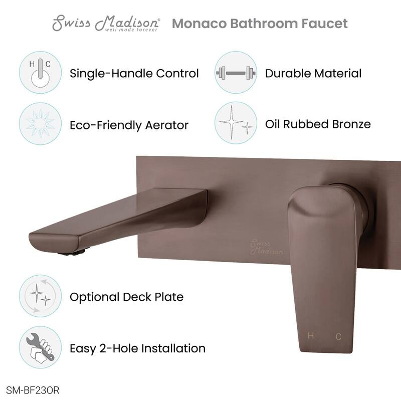 Monaco Single-Handle Wall-Mount Bathroom Faucet