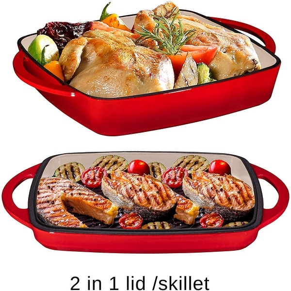 2 in 1 Enameled Cast Iron Square Casserole Baking Pan. Opens flyout.