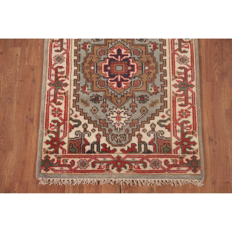 Grey Heriz-Serapi Oriental Runner Rug Handmade Wool Carpet - 2'6"x 12'0"