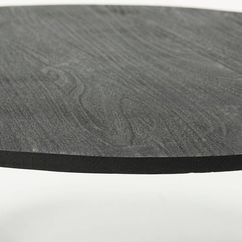 Atticus Black Wood and Antiqued Gold Metal Coffee Table