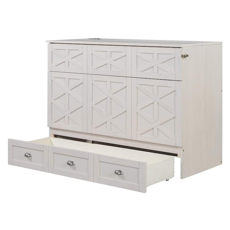 Full Size Modern Style Murphy Bed with Large Versatile Storage Drawers for Bedroom