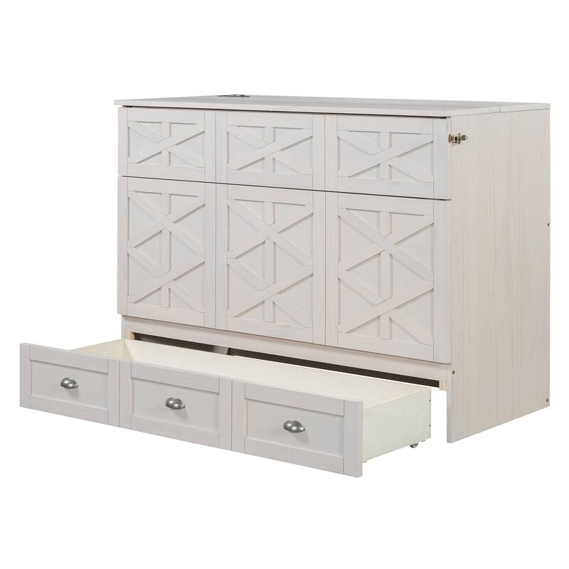 Modern Style Murphy Bed with Large Versatile Storage Drawers for Bedroom