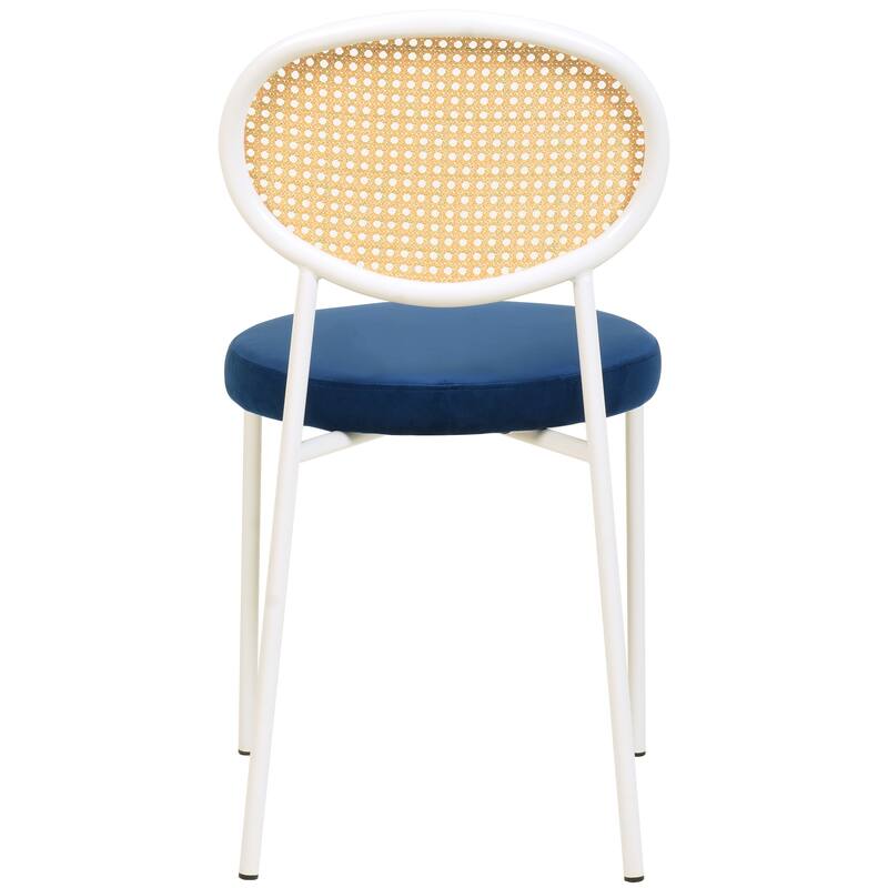 Leisuremod Euston Modern Dining Chair Upholstered Velvet or Leather Seat Wicker Back Accent Chair for Home Living Room & Kitchen