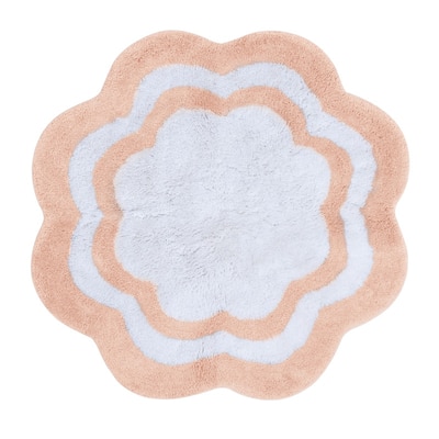 Sherry Kline 32" Scalloped Edge Round Bathmat Two Tone Color