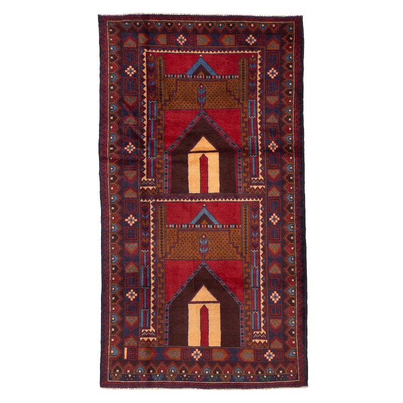 ECARPETGALLERY Hand-knotted Teimani Red Wool Rug - 3'5 x 6'6