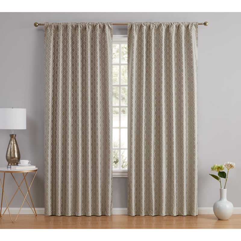 HLC.me Franklin Moroccan 100% Complete Blackout Thermal Insulated Energy Savings Back Tab Rod Pocket Curtain, 2 Panels
