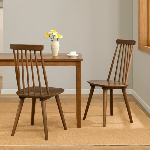 slide 2 of 8, Burris 17"Wide Spindle Wood Dining Chairs Set of 2 - Walnut