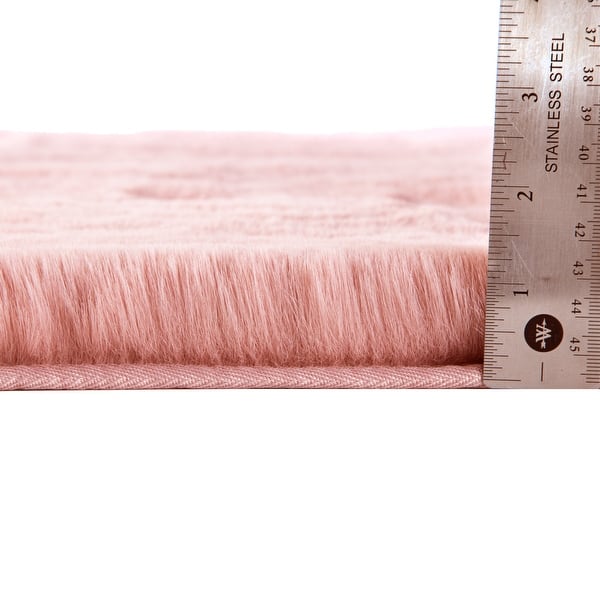dimension image slide 10 of 11, Fake Fur Bath Mat - 21x34-Inch Machine Washable Nonslip Small Rug for Bathroom, Hallway, or Kitchen by Home-Complete