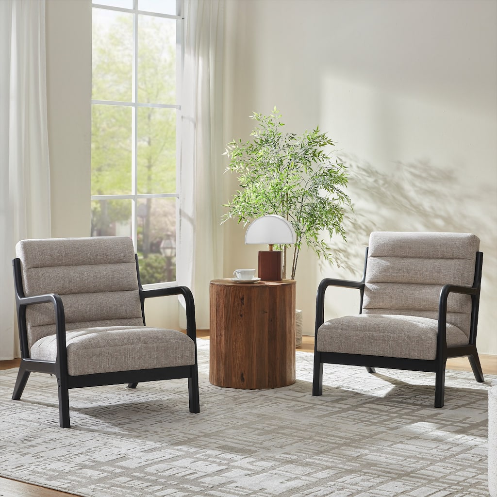 Accent Chair,Upholstered Reading Armchair with Solid Wood Frame