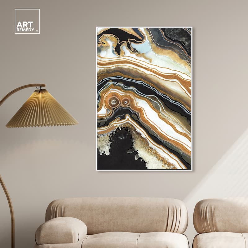 Art Remedy Black And Gold Ii Framed Mineral, Agate & Geode 1 Piece Canvas Wall Art