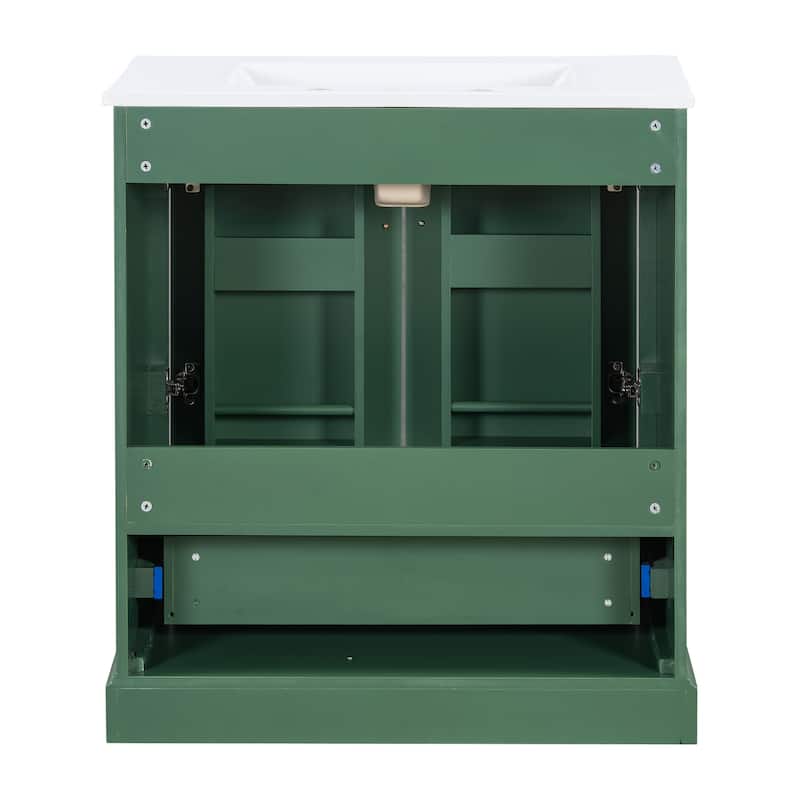GDFStudio - Seren Wood & Ceramic Bathroom Vanity with Sink, Divider Drawer & 2 Soft-Close Doors