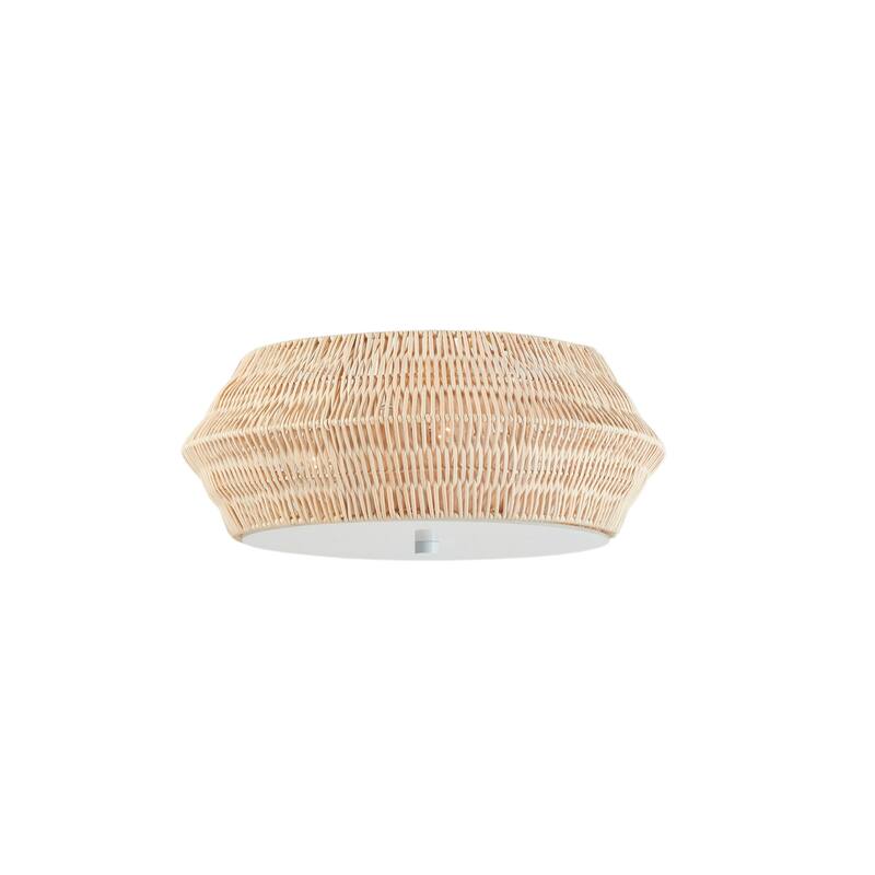 INK+IVY Mililani Boho Bamboo Flush Mount Ceiling Light