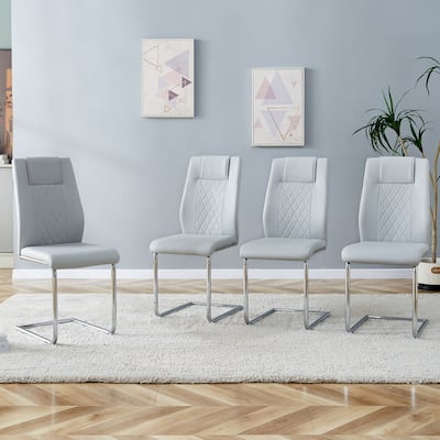 Modern dining room chairs, and golden leg cushioned chairs made of artificial leather, suitable for kitchens Set of 4