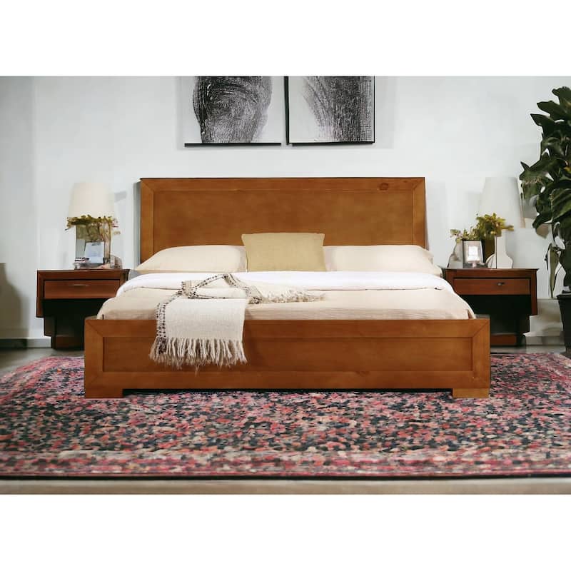HomeRoots Oak Wood Full Bed Frame - Full