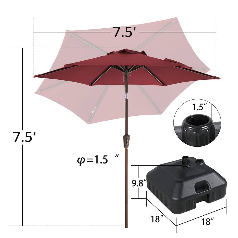 7.5 Feet Patio Market Umbrella with Base