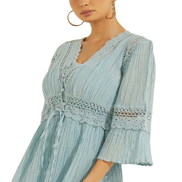 GUESS Women's Reya Gauze Fit & Flare Dress Blue Size Small - Bed Bath & Beyond - 40576874 GUESS Women's Reya Gauze Fit & Flare Dress Blue Size Small - Bed Bath & Beyond - 40576874