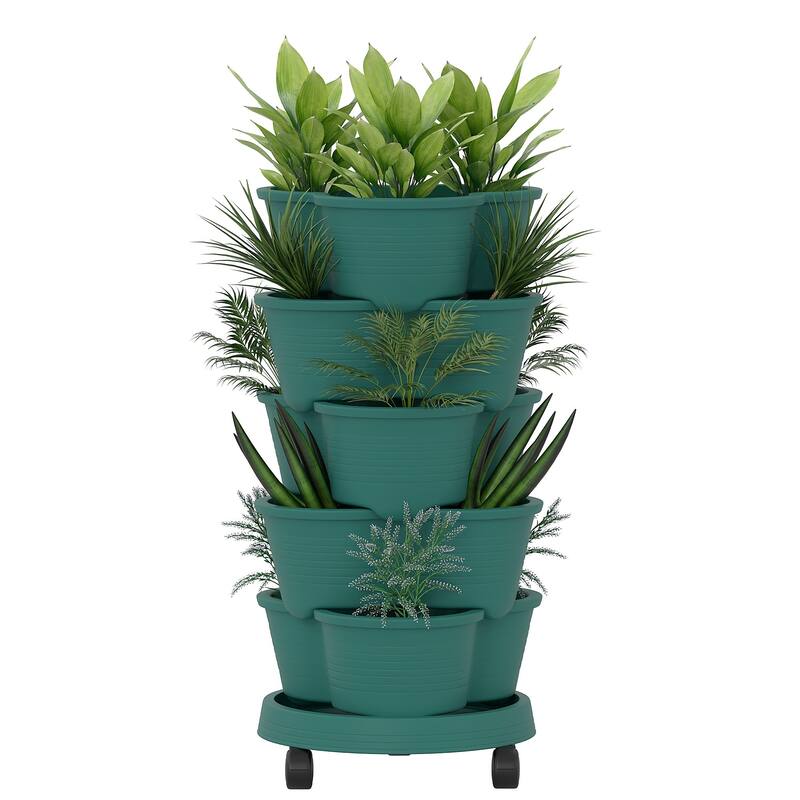 Vertical Strawberry Planter 5 Tier Hanging Vertical Gardening Planter Stackable Garden Tower Pot for Strawberries Flowers