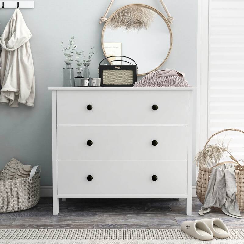 DH BASIC Transitional 34-inch Wide 3-Drawer Neutral Youth Dresser by Denhour