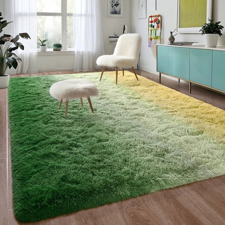 Shaggy Home Decor Carpet Luxury Gradient Rug for Living Room Bedroom
