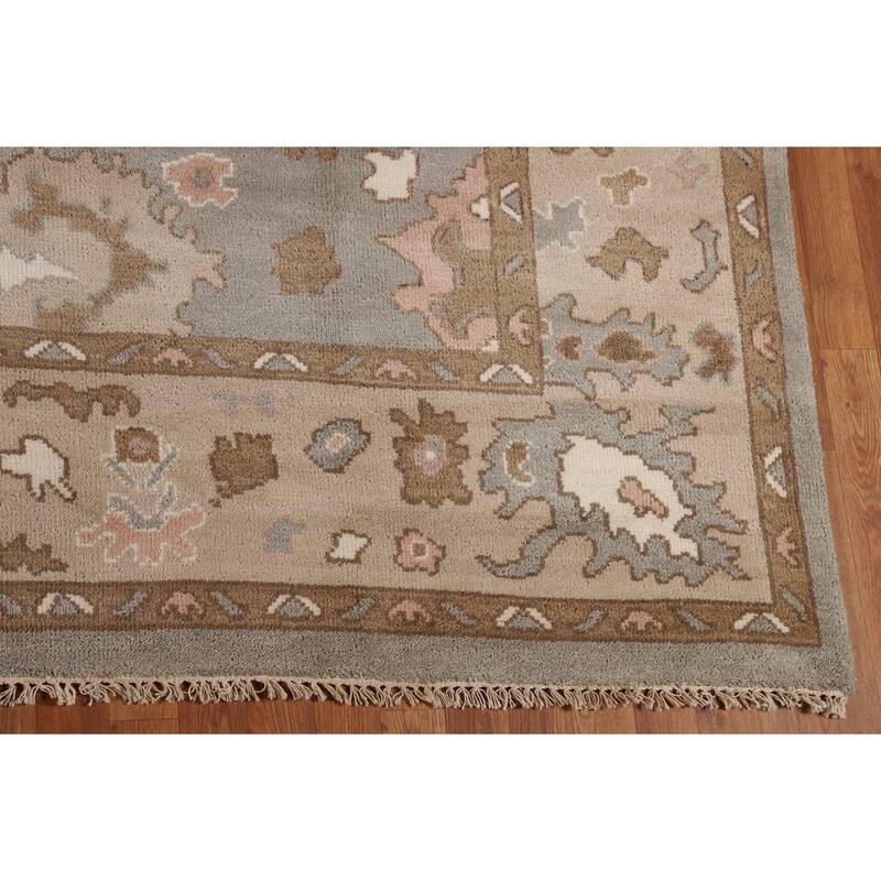 Gray Oushak Indian Area Rug Handmade Wool Carpet - 8'9"x 11'7"