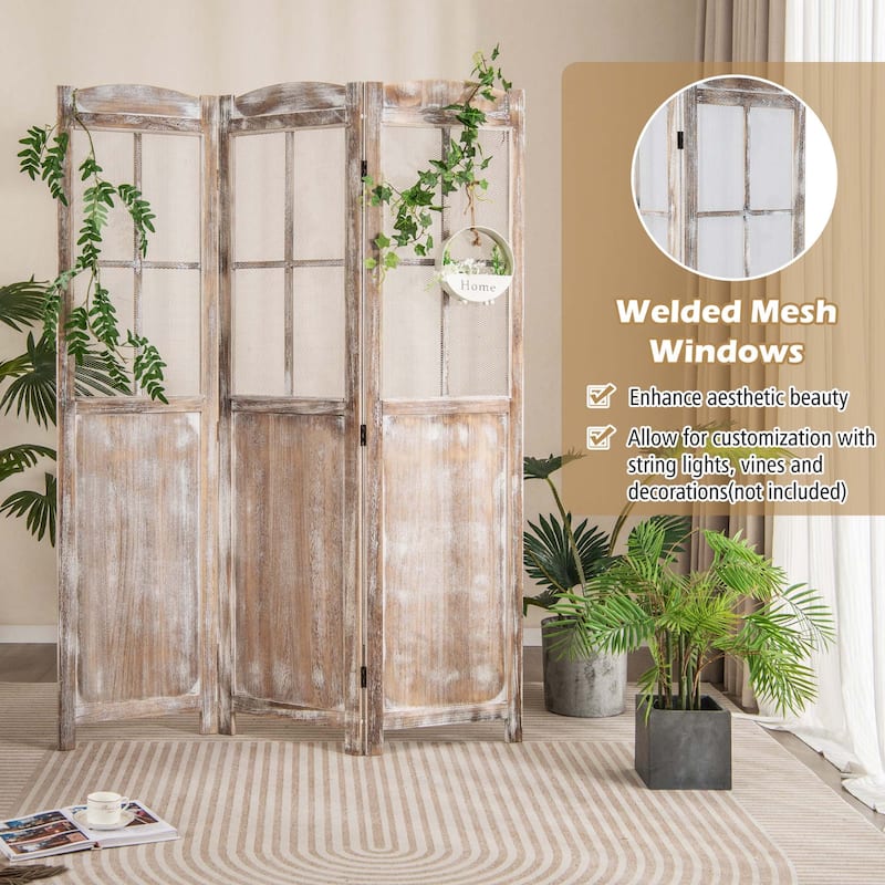 Costway 6FT Retro 3-Panel Room Divider Folding Privacy Screen - See Details