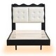 preview thumbnail 7 of 11, Low Profile Platform Bed with Upholstered Backrest Headboard, Twin