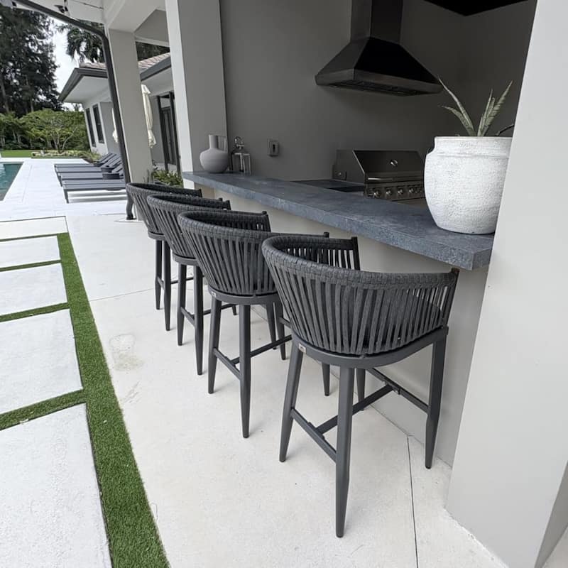 PURPLE LEAF Outdoor Counter Bar Stools Set of 4 Patio Aluminum Barstools with Back and Cushions Metal Modern Wicker Chairs