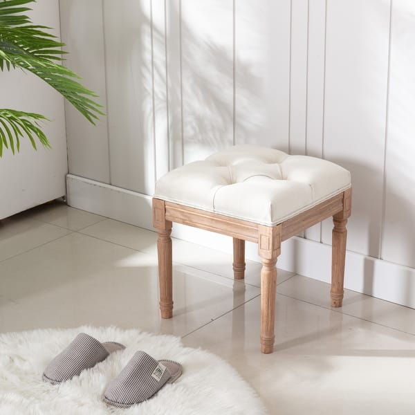 Wooden Step Ottoman, Tufted Step Stool for Adults, Square Cushion Foot  Stool, Small Stool with Non-Slip Pad, Modern Stool Suitable for Bedroom,  Living