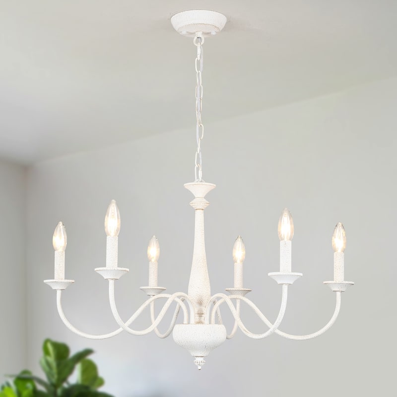 6-Light 27.95-inch Industrial Candle Chandelier Light for Bedroom Foyer