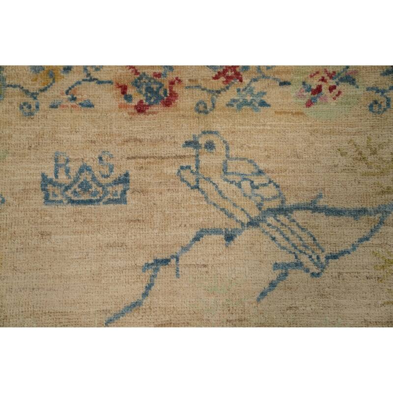 Hand Knotted Oriental 100% Wool Carpet Traditional Floral Beige & Ivories Ziegler Area Rug - 6' 0'' X 2' 9''