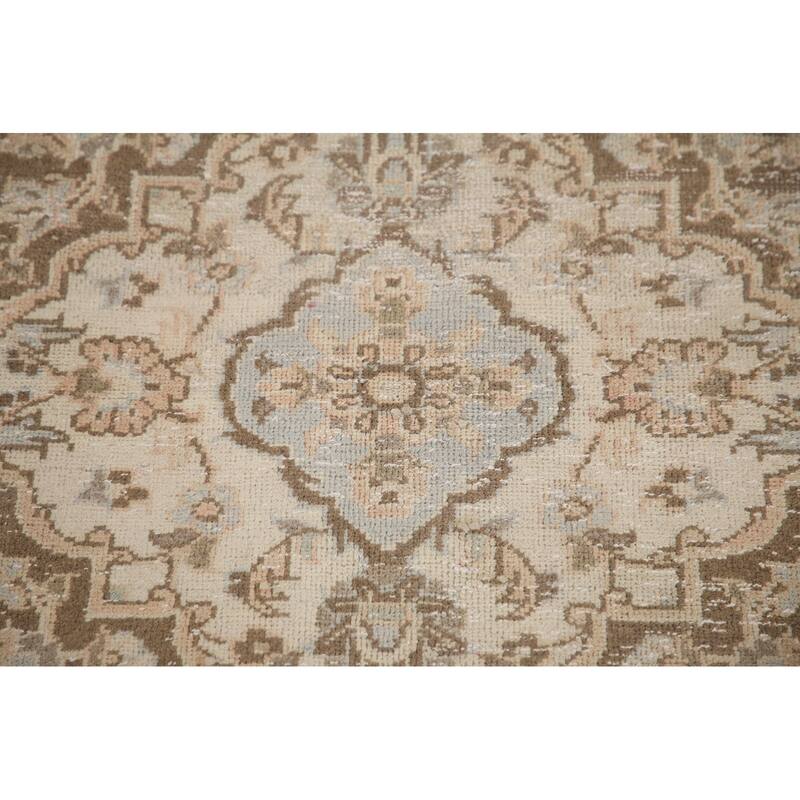 Hand Knotted Oriental 100% Wool Carpet Traditional Floral Pink Mashad Area Rug - 12' 6'' X 9' 10''