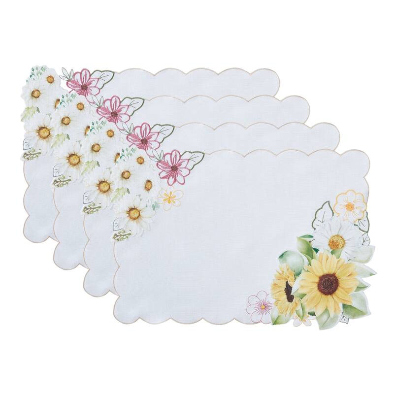 Sunflower and Daisies Placemats, Set of 4 - 13x19 - Set of 4