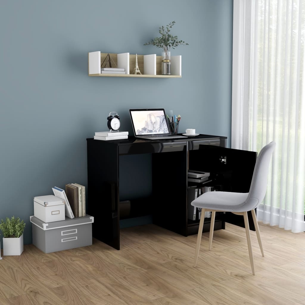 Black high gloss online computer desk