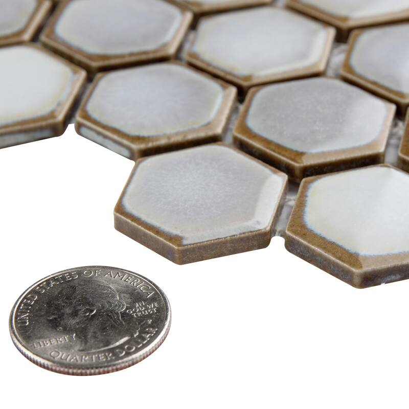 Merola Tile Hudson 1" Hex Grey Eye 11-7/8" x 13-1/4" Porcelain Mosaic Floor and Wall Tile
